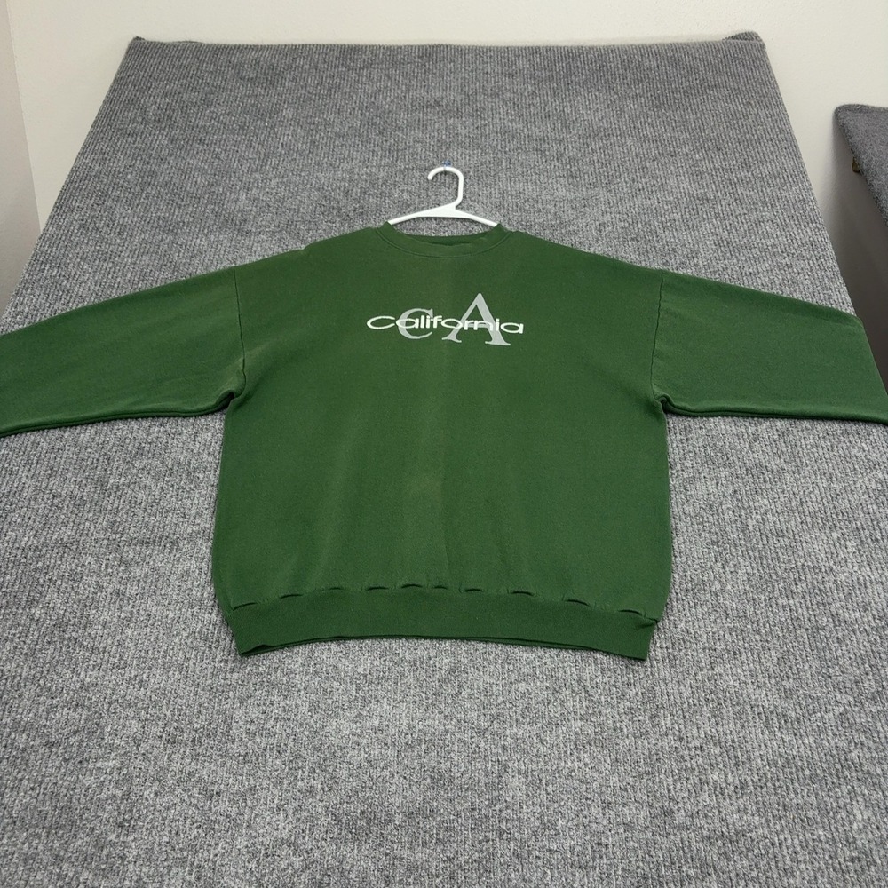 Vintage California Tultex Sweatshirt Mens XL Green Cotton Blend Graphic Casual